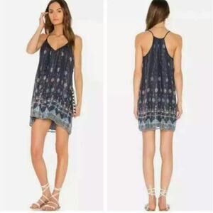 Joie Silk Blend Dress Women's Size Medium Navy Blue Metallic Boho Chic Hippie